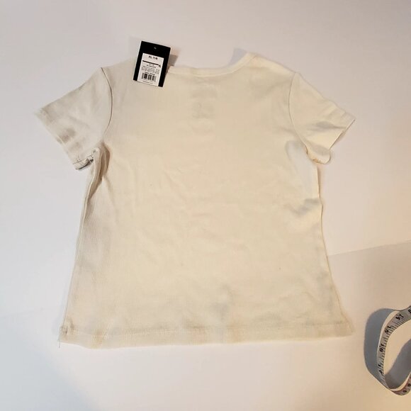 H&M Kids Ribbed White T-Shirt Top Crew neck design Short sleeves Size XL 14 - Picture 5 of 7